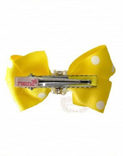 Presilha de Cabelo Infantil Bico de Pato Laço Gorgurão Bolinhas Cores