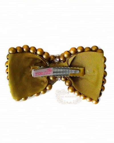 Presilha de Cabelo Infantil Bico de Pato Laço Farfalle Pérola Strass Roana