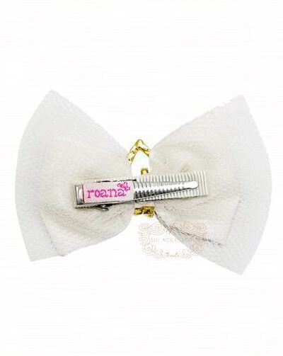 Presilha de Cabelo Infantil Bico de Pato Coroa Tule Roana