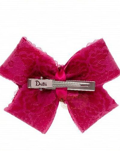 Presilha de Cabelo Infantil Bico de Pato Laço Cetim Renda Drilú