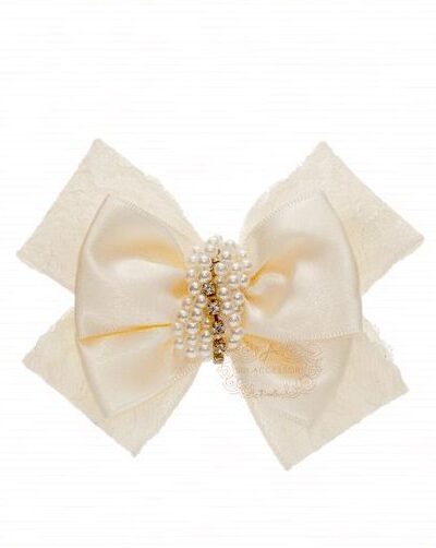 Presilha de Cabelo Infantil Bico de Pato Laço Cetim Renda Drilú