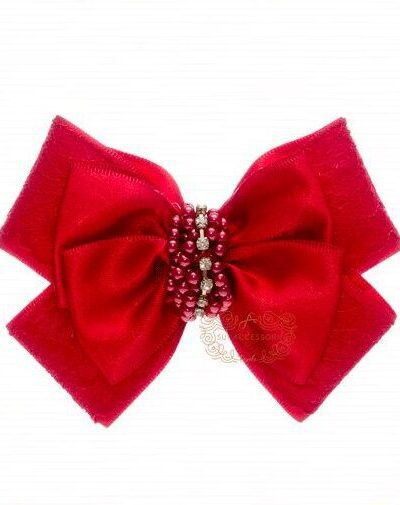 Presilha de Cabelo Infantil Bico de Pato Laço Cetim Renda Drilú