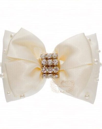 Presilha de Cabelo Infantil Laço Cetim Pérolas Strass Cores Drilú