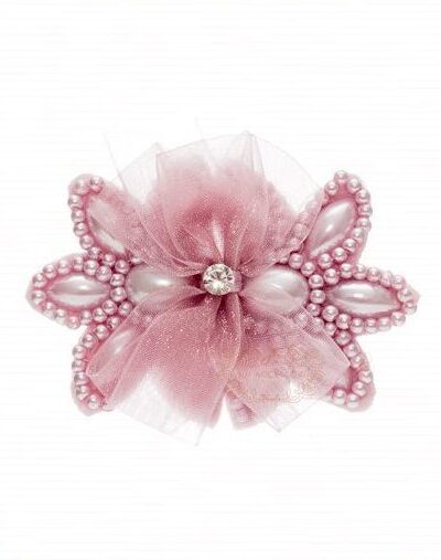 Presilha de Cabelo Infantil Bico de Pato Laço Cetim Pérolas Drilú