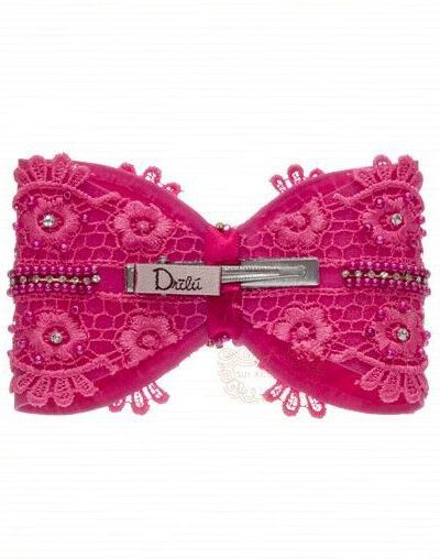 Presilha de Cabelo Infantil Bico de Pato Laço Encorpado Renda Cores Drilú