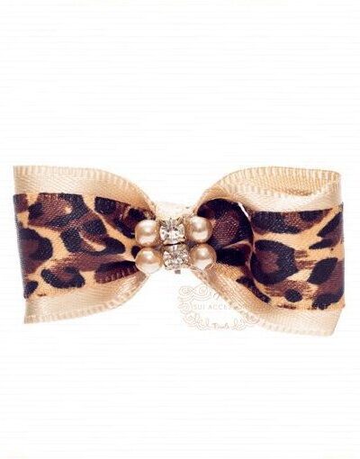 Presilha de Cabelo Infantil Bico de Pato Laço Cetim Animal Print Cores Drilú