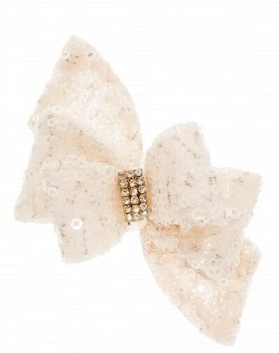 Presilha de Cabelo Infantil Bico de Pato Laço Triplo Lantejoulas Luxo Drilú