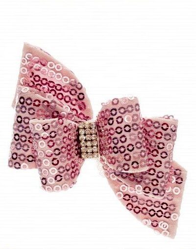 Presilha de Cabelo Infantil Bico de Pato Laço Triplo Lantejoulas Luxo Drilú