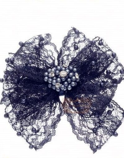 Presilha de Cabelo Infantil Bico de Pato Laço Renda Miçangas Strass Drilú