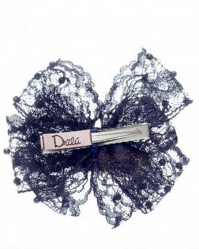 Presilha de Cabelo Infantil Bico de Pato Laço Renda Miçangas Strass Drilú