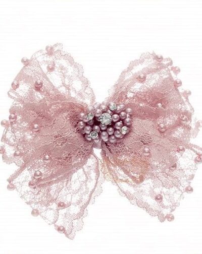 Presilha de Cabelo Infantil Bico de Pato Laço Renda Miçangas Strass Drilú