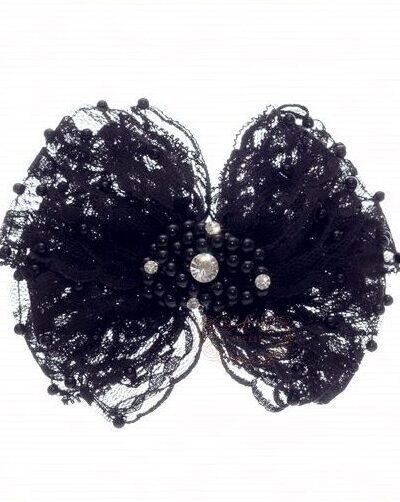 Presilha de Cabelo Infantil Bico de Pato Laço Renda Pérolas Drilú