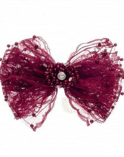 Presilha de Cabelo Infantil Bico de Pato Laço Renda Pérolas Drilú