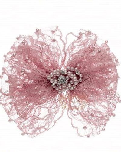 Presilha de Cabelo Infantil Bico de Pato Laço Renda Pérolas Drilú