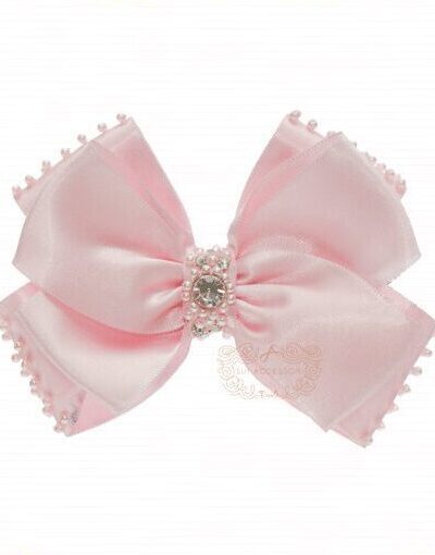 Presilha de Cabelo Infantil Bico de Pato Laço Cetim Strass Cores Drilú