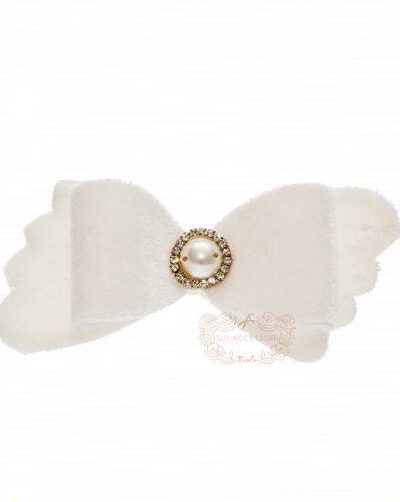 Presilha de Cabelo Infantil Bico de Pato Veludo Pérola Luxo Drilú