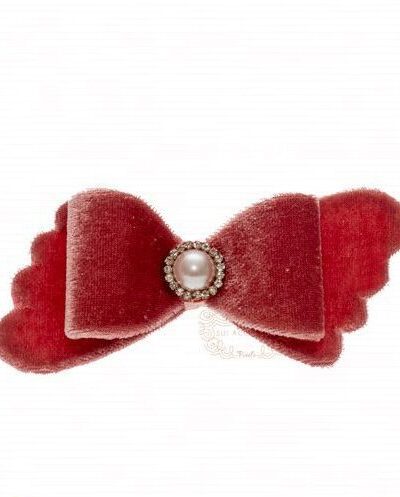 Presilha de Cabelo Infantil Bico de Pato Veludo Pérola Luxo Drilú