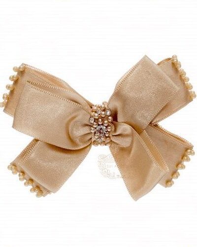 Presilha de Cabelo Infantil Bico de Pato Laço Cetim Miçangas Strass P Drilú