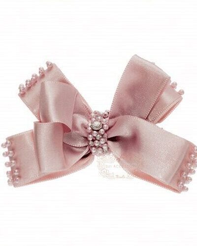 Presilha de Cabelo Infantil Bico de Pato Laço Cetim Miçangas Strass P Drilú