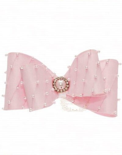 Presilha de Cabelo Infantil Bico de Pato Laço Cetim Pérolas P Cores Drilú