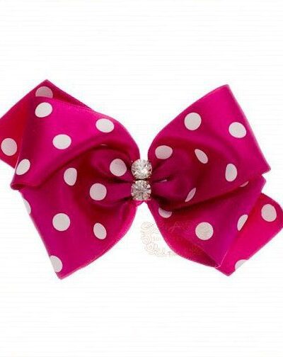 Presilha de Cabelo Infantil Bico de Pato Laço Cetim Bolinhas Strass Cores Drilú