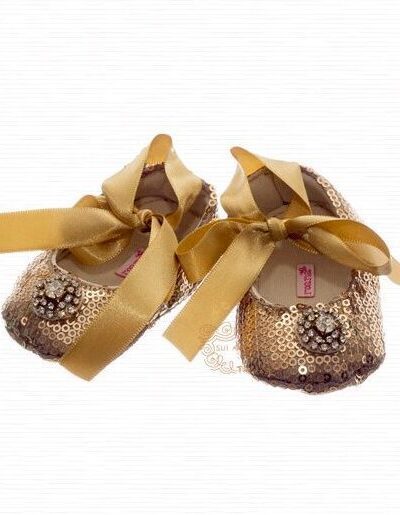 Sapatilha de Bebê Luxo Dourada RN Roana