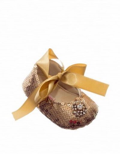 Sapatilha de Bebê Luxo Dourada RN Roana