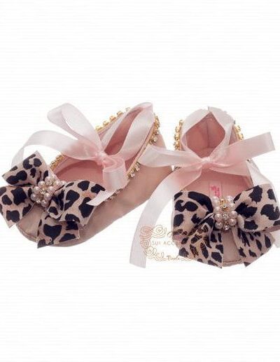 Sapatilha de Bebê Luxo Rosa Oncinha Roana