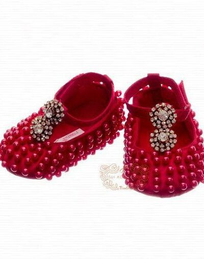 Sapatilha de Bebê Luxo Tafetá e Pedraria RN Roana