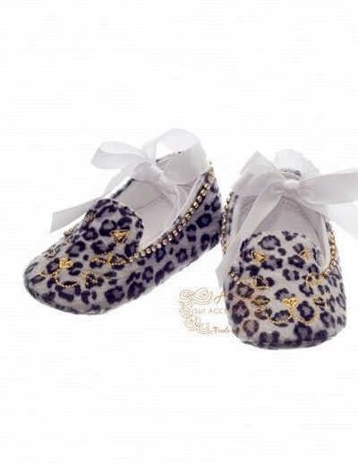 Sapatinho de Bebê Luxo Veludo Oncinha Roana