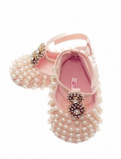 Sapatilha de Bebê Luxo Tafetá e Pedraria RN Roana