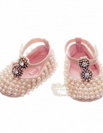 Sapatilha de Bebê Luxo Tafetá e Pedraria RN Roana
