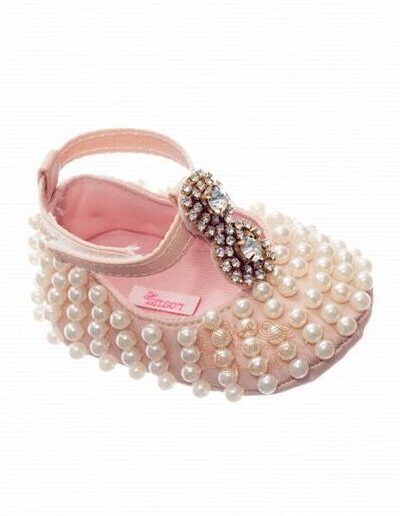Sapatilha de Bebê Luxo Tafetá e Pedraria RN Roana