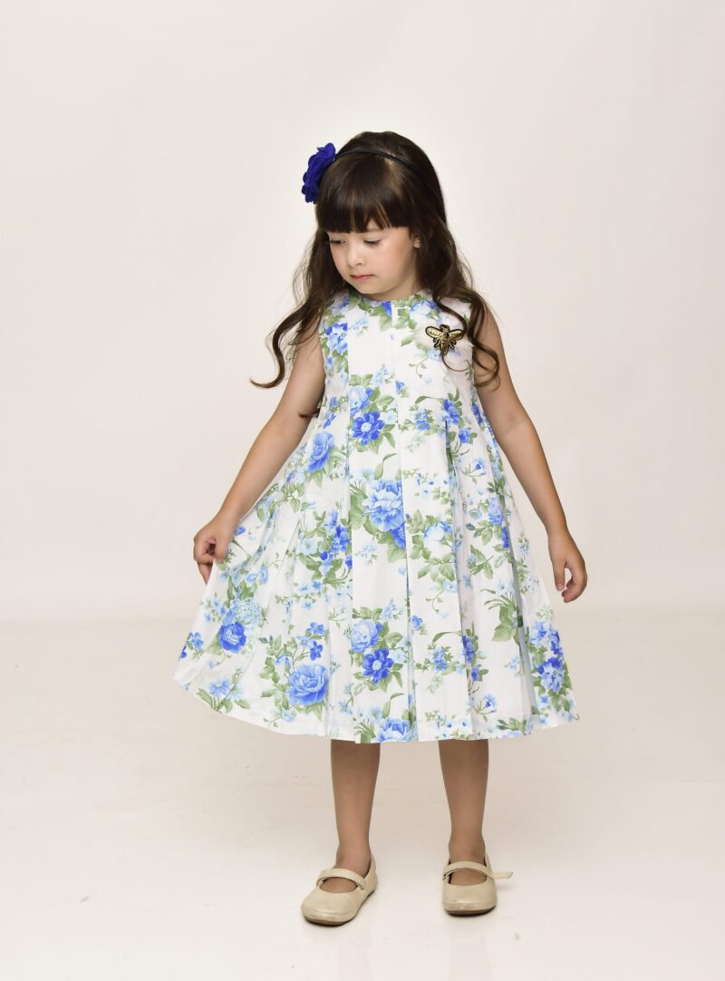 Vestido Infantil Floral Azul