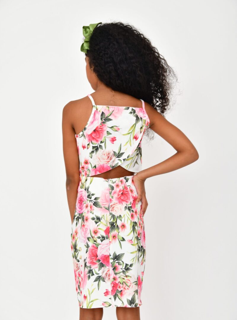 Vestido Infantil Florido Rosa Tal Filha