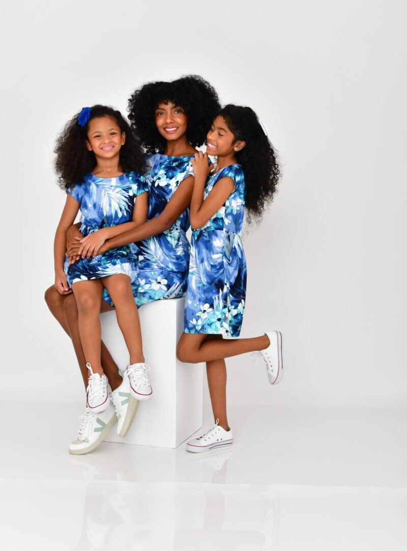 Vestido Florado Azul Tal Mãe