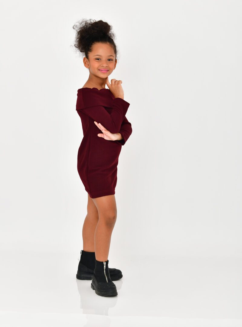 Vestido Ombro a Ombro Vinho | Infantil