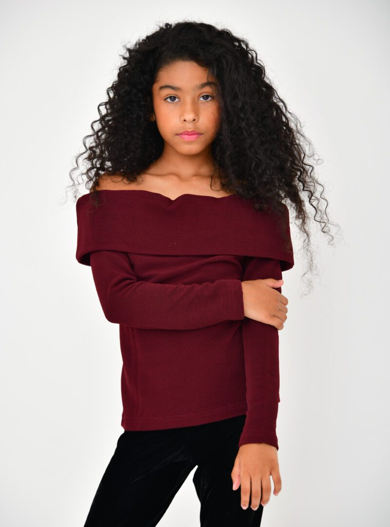 Blusa Ombro a Ombro Vinho | Infantil
