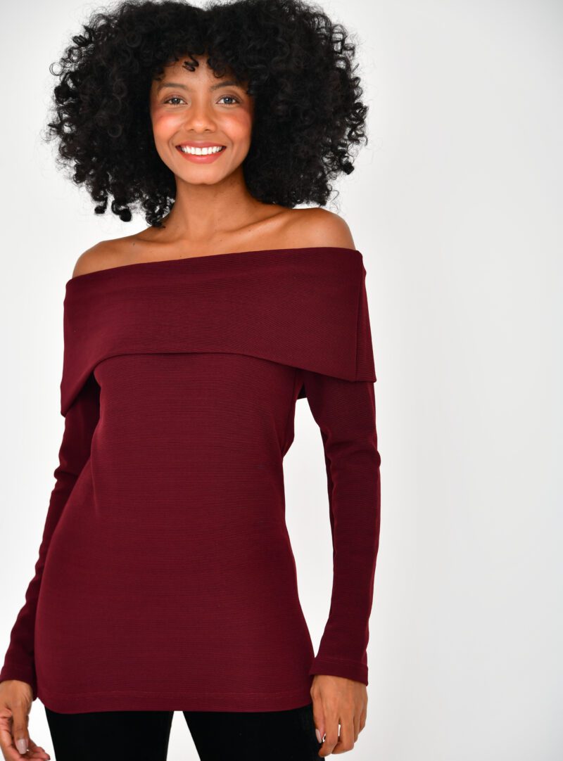 Blusa Ombro a Ombro Vinho | Adulta