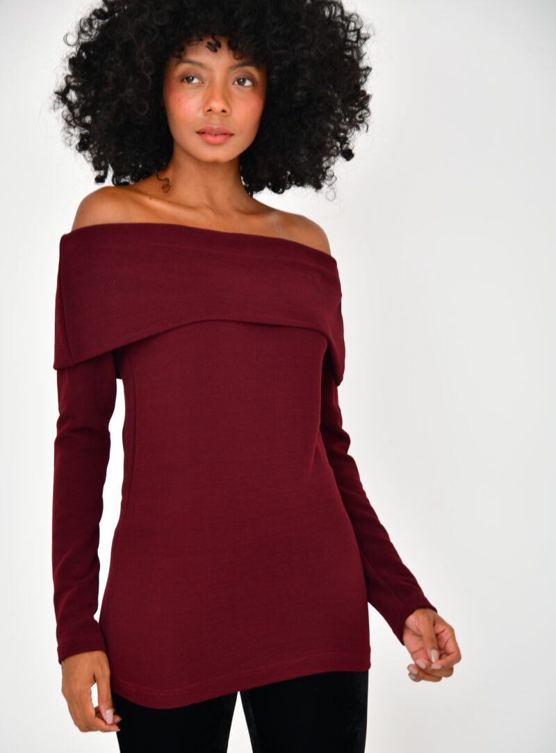 Blusa Ombro a Ombro Vinho | Adulta