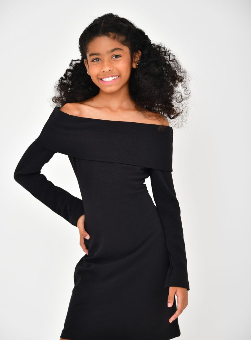 Vestido Ombro a Ombro Preta | Infantil